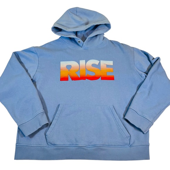 ZYIA Tops - Zyia‎ Active Hoodie XXL Blue Rise Graphic Kangaroo Pocket Sweatshirt